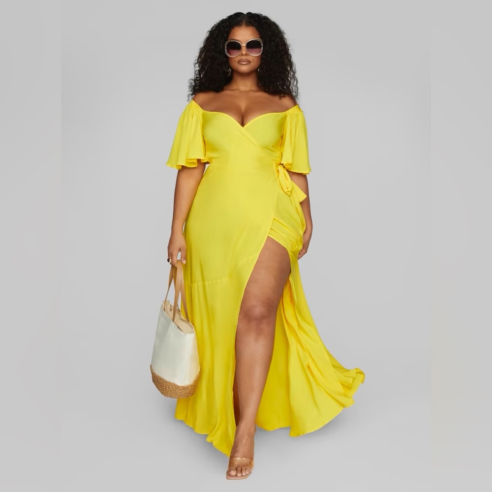 Off The Shoulder Wrap Maxi Dress